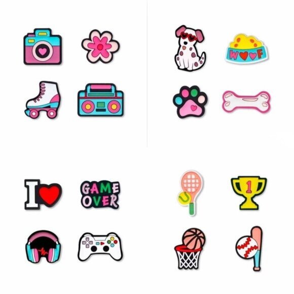 NEW 16Pc Shoe Charms-Sports-Retro-Dog-Gamer - Picture 1 of 5